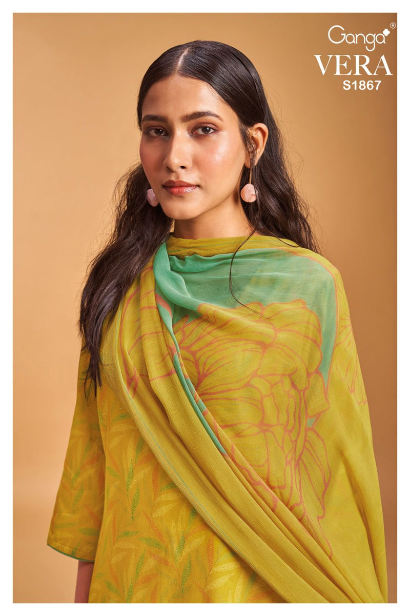 Ganga Vera 1867 Cotton Silk Printed With Embroidery Designer Fancy Suits