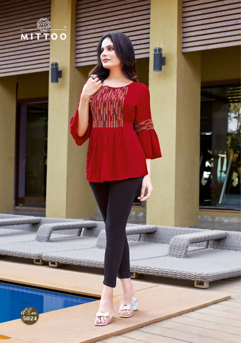 Mittoo Victoria Vol 4 Wrinkle Rayon Fancy Western Tops