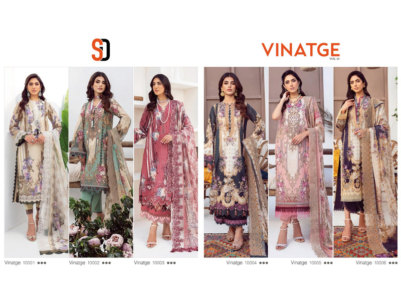 Sharaddha Designer Vintag Vol 10 Lawn Cotton Printed With Facy Embroidery Work Suits