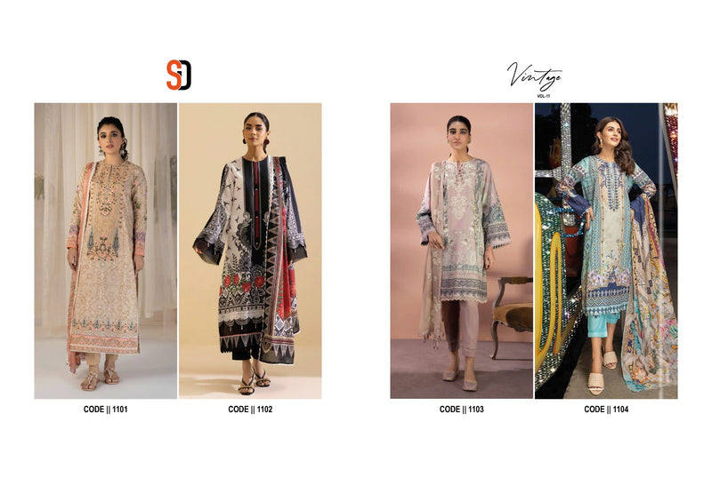 Sharaddha Designer Vintag Vol 11 Lawn Cotton Printed With Heavy Embroidery Patch Work Suits