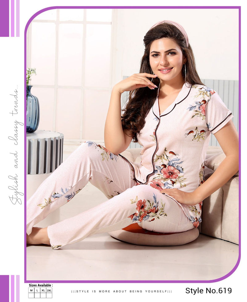 Summer Special Vol 472 Hosiery Cotton Printed Collar Night Suits