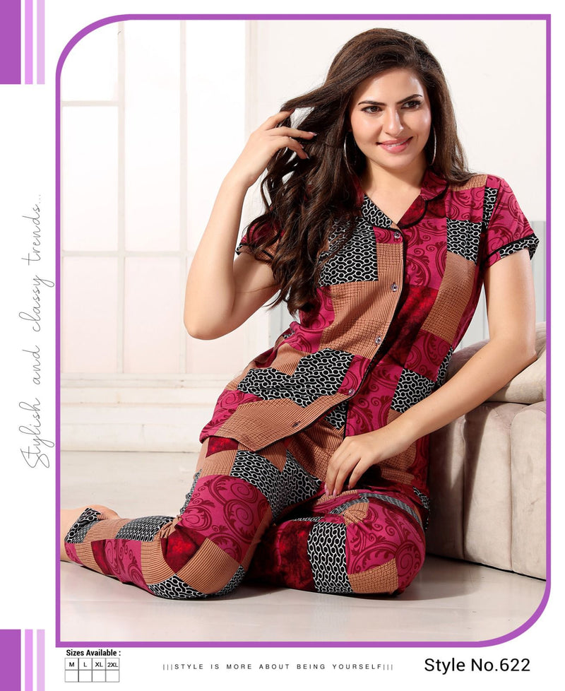 Summer Special Vol 472 Hosiery Cotton Printed Collar Night Suits