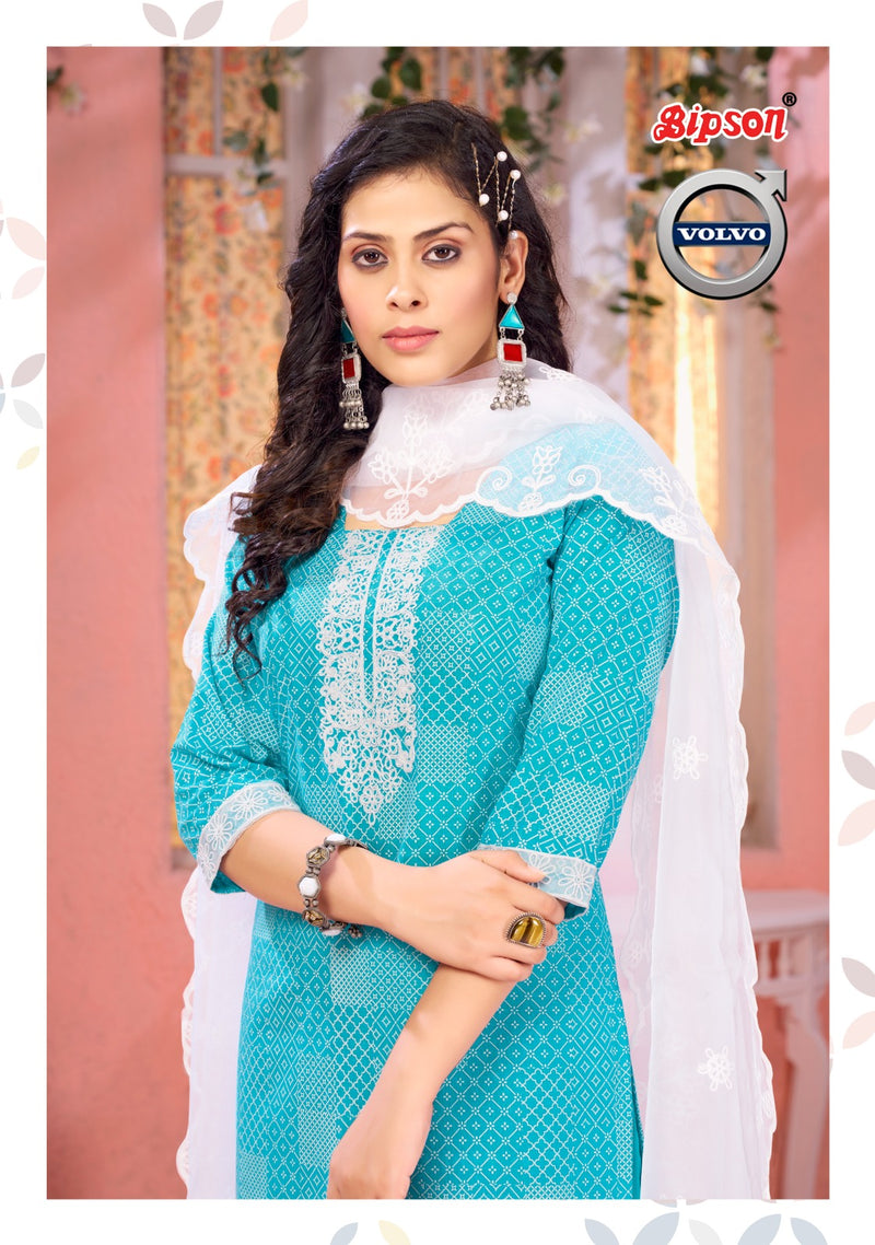 Bipson Fashion Volvo 2218 Cotton Print With Fancy Embroidery Work Suits