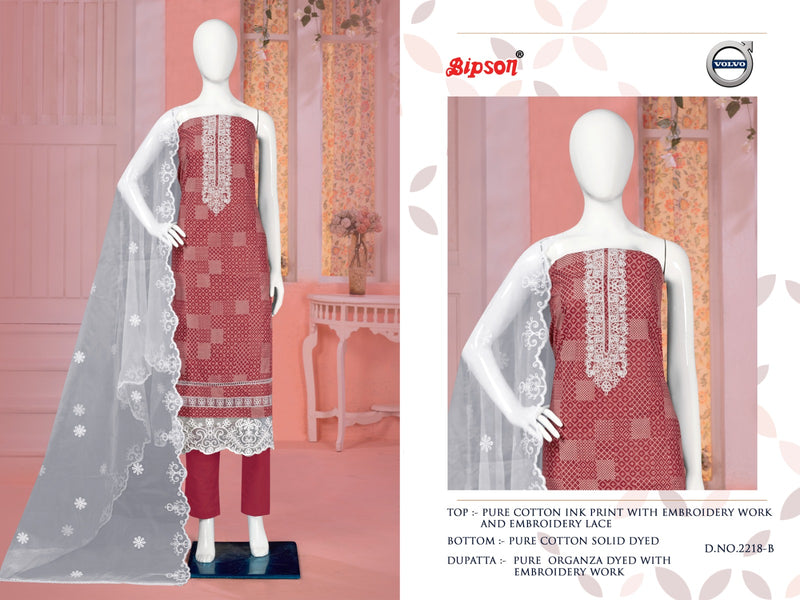 Bipson Fashion Volvo 2218 Cotton Print With Fancy Embroidery Work Suits