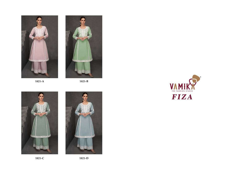 Vamika Fiza Viscose Romen Silk With White Work Bottom Set Daily Wear Kurti