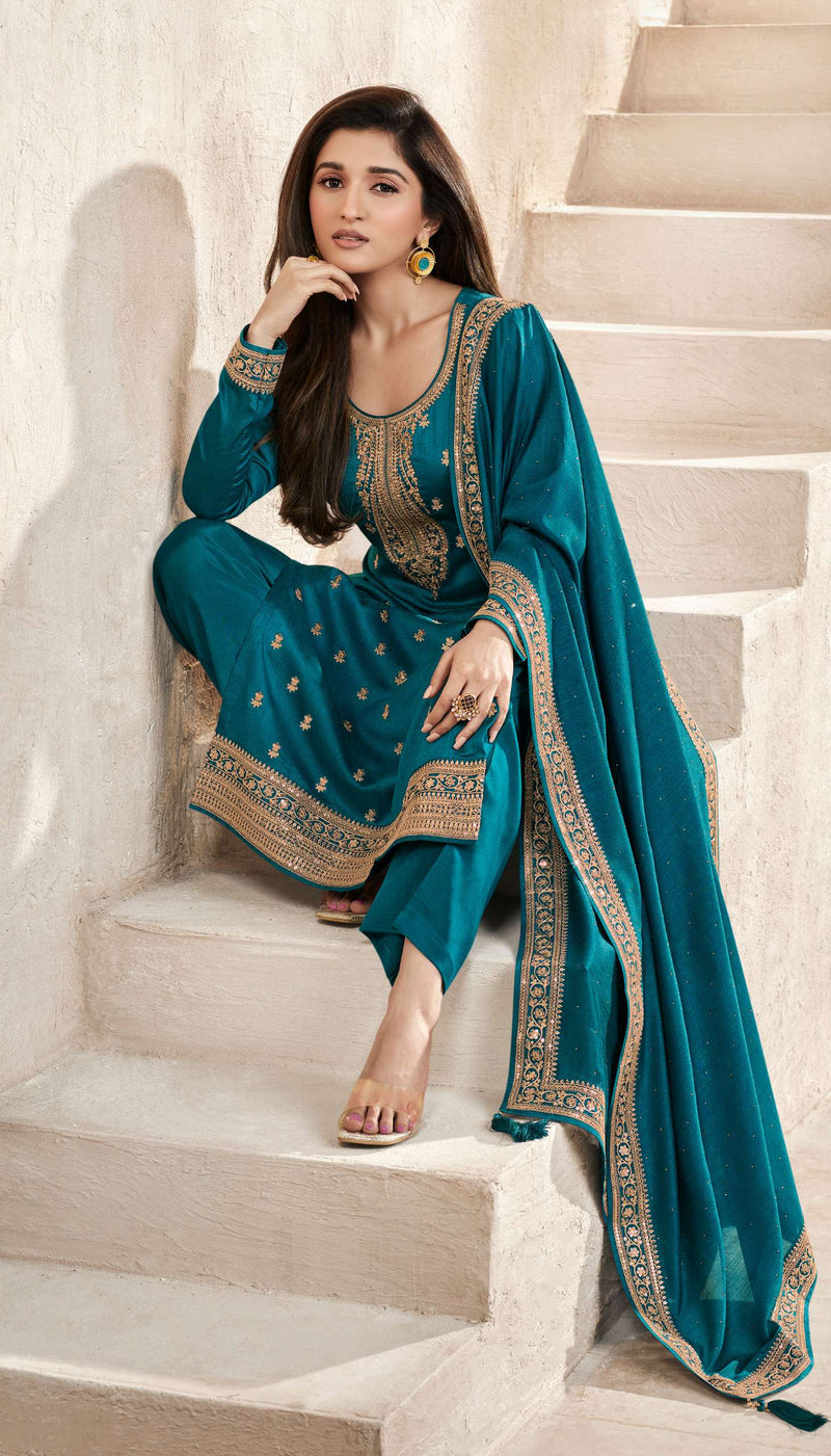 Vinay Fashion Aanchal Hitlist Silk Georgette Designer Embroidery Work Salwar Kameez