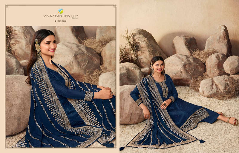 Vinay Fashion Geet Vol 2 Pure Dola Silk Embroidered Fancy Wear Salwar Suit