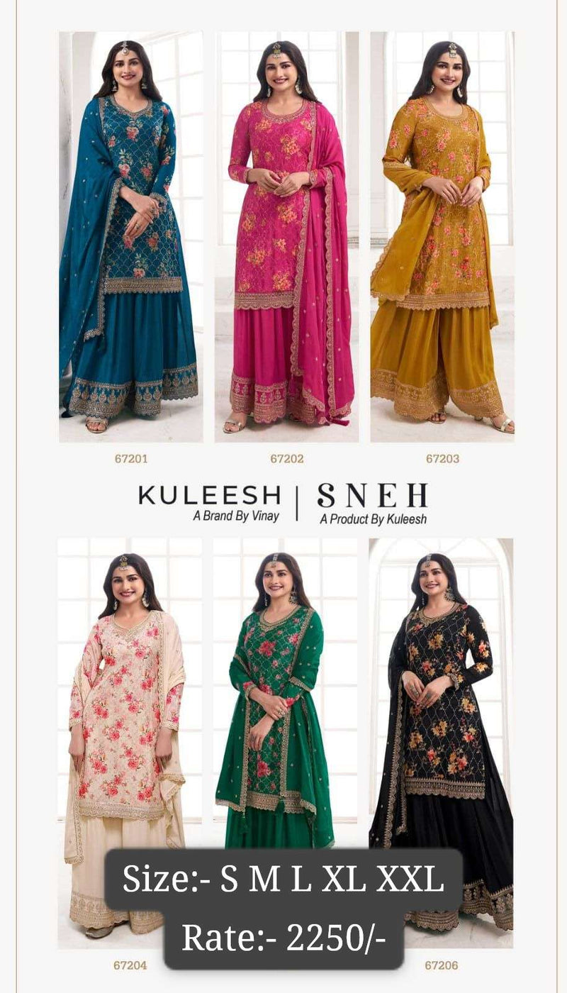 Vinay Fashion Kuleesh Sneh  Digital Printed Chinon Party Wear Pret
