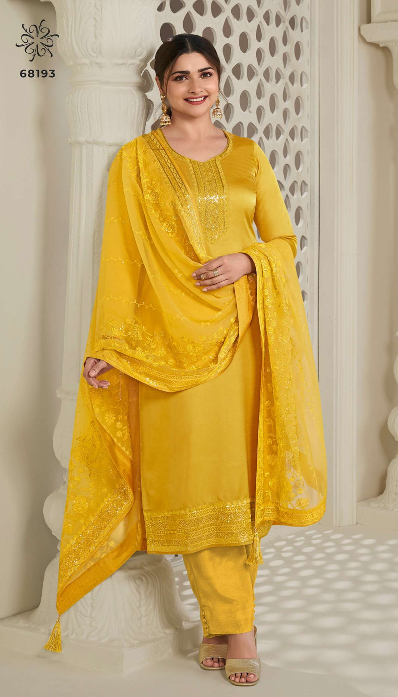 Vinay Fashion Pariniti Satin With Self Embroidery Designer Salwar Kameez