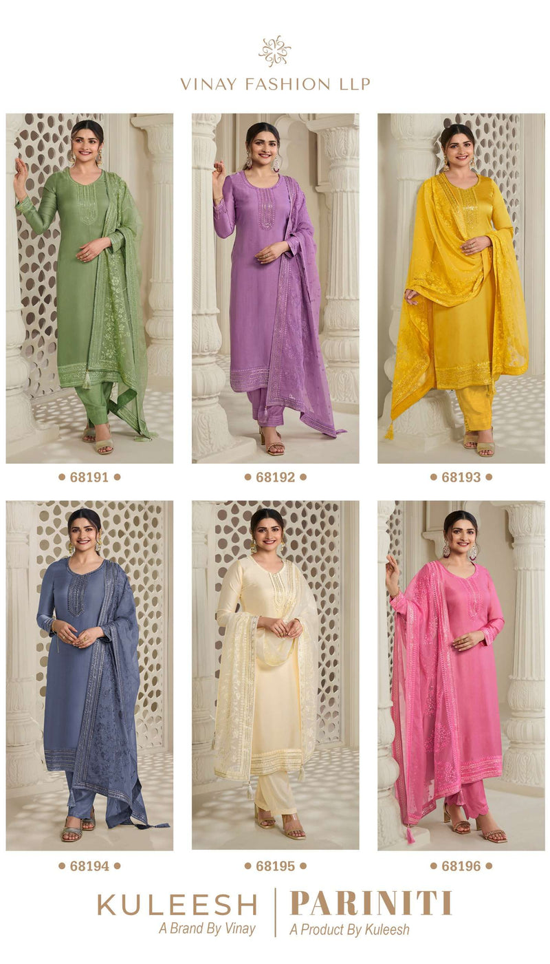 Vinay Fashion Pariniti Satin With Self Embroidery Designer Salwar Kameez