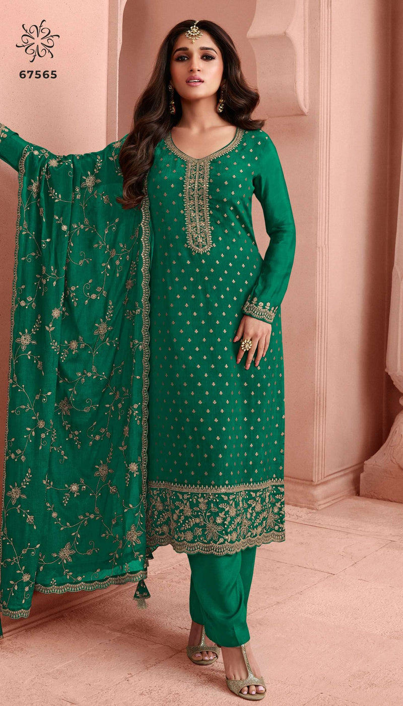 Vinay Fashion Swarnaa Colour Plus Dola Jacquard Embroidered Salwar Suit