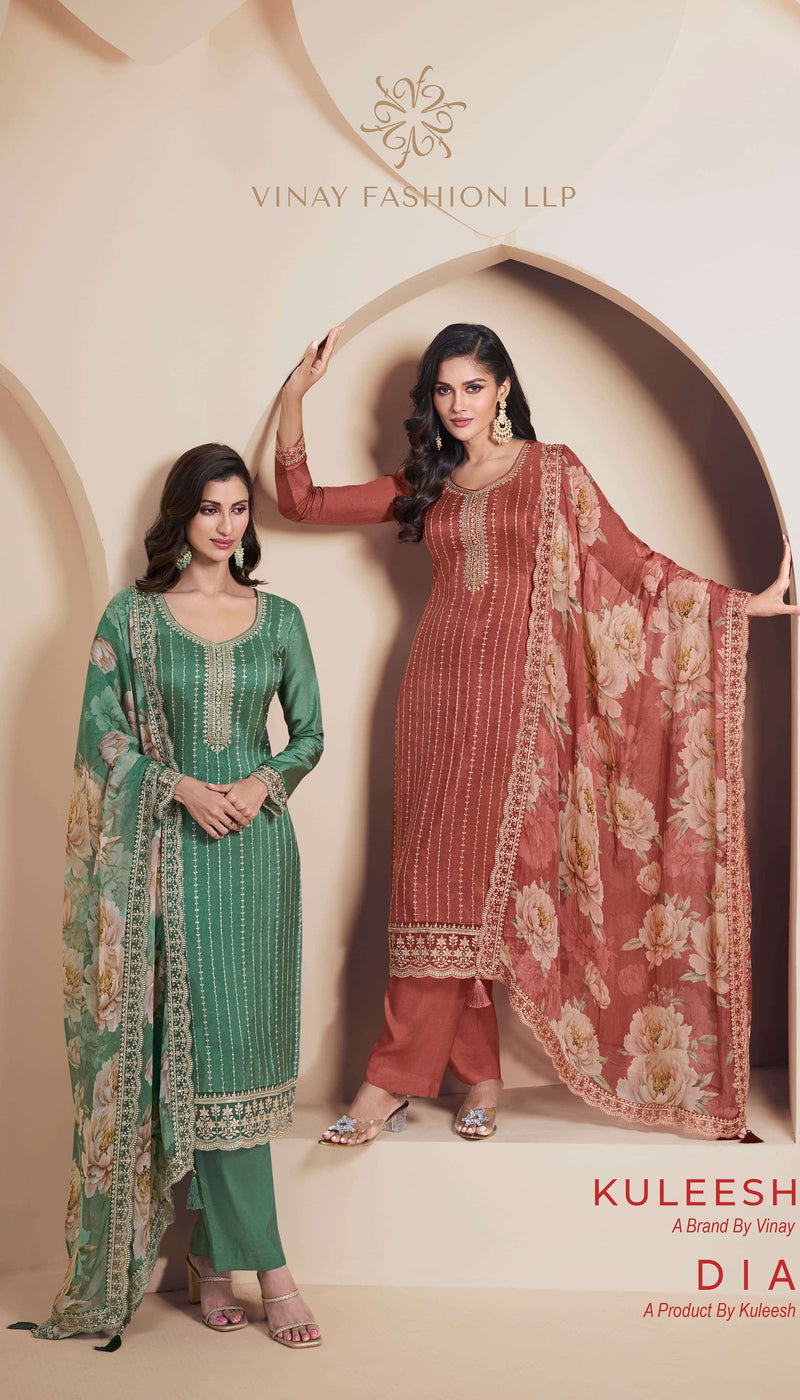 Vinay Fashion Kuleesh Dia Silk Embroidery Work Heavy Salwar Suit