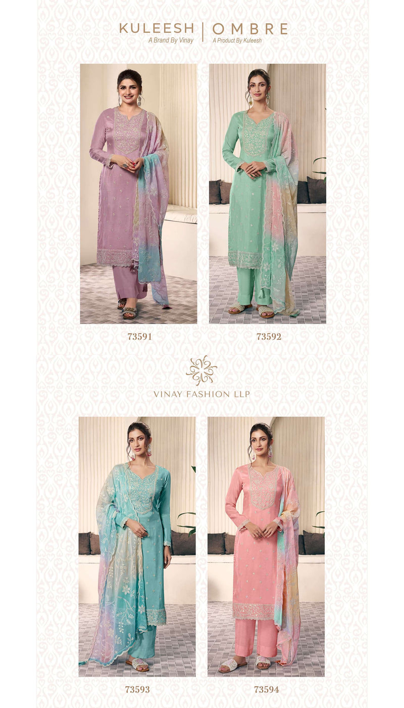 Vinay Fashion Llp Ombre Silk Fancy Embroidery Work Salwar Kameez