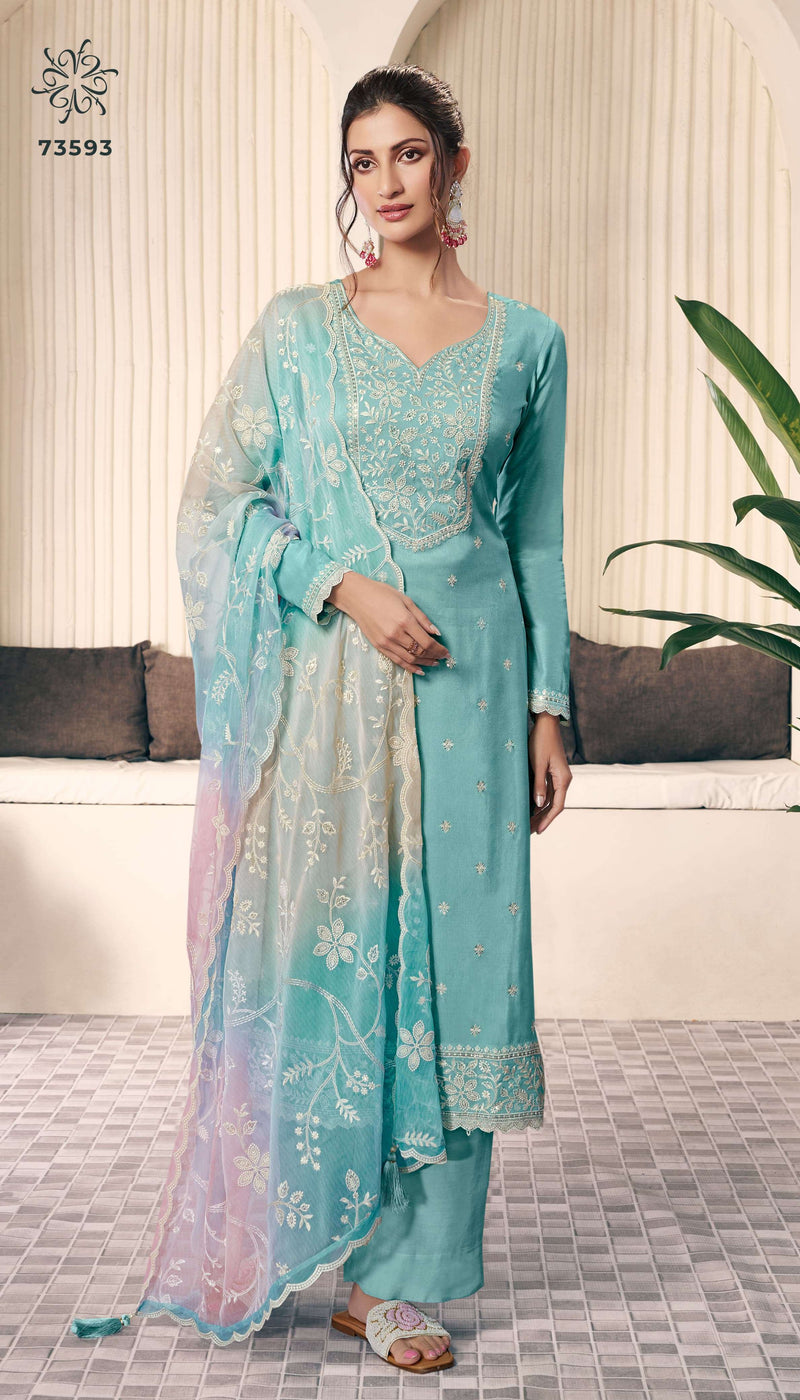 Vinay Fashion Llp Ombre Silk Fancy Embroidery Work Salwar Kameez