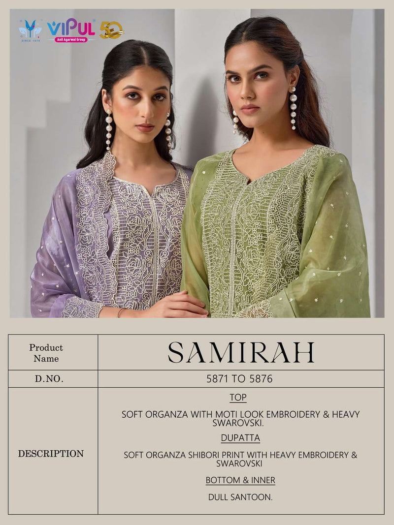 Vipul Fashion Samirah Organza With Embroidery And Heavy Swarovski Work Salwar Kameez