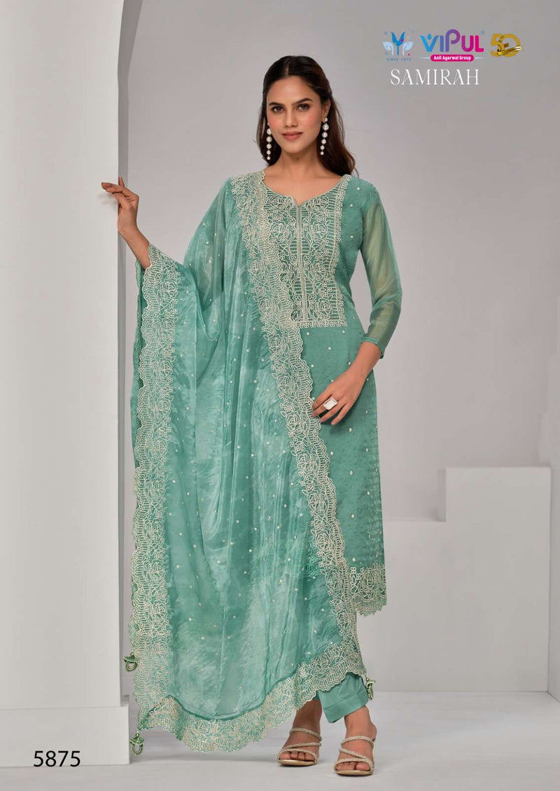 Vipul Fashion Samirah Organza With Embroidery And Heavy Swarovski Work Salwar Kameez