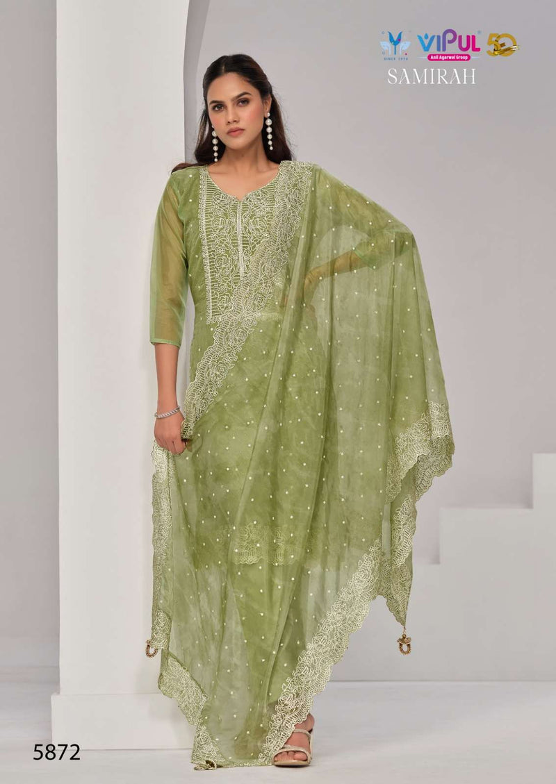 Vipul Fashion Samirah Organza With Embroidery And Heavy Swarovski Work Salwar Kameez