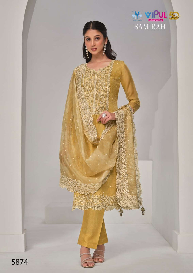 Vipul Fashion Samirah Organza With Embroidery And Heavy Swarovski Work Salwar Kameez