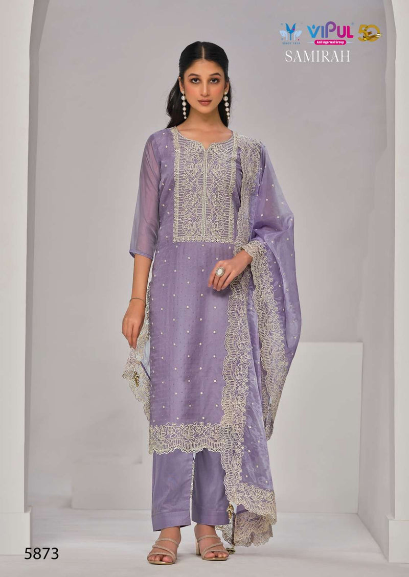 Vipul Fashion Samirah Organza With Embroidery And Heavy Swarovski Work Salwar Kameez