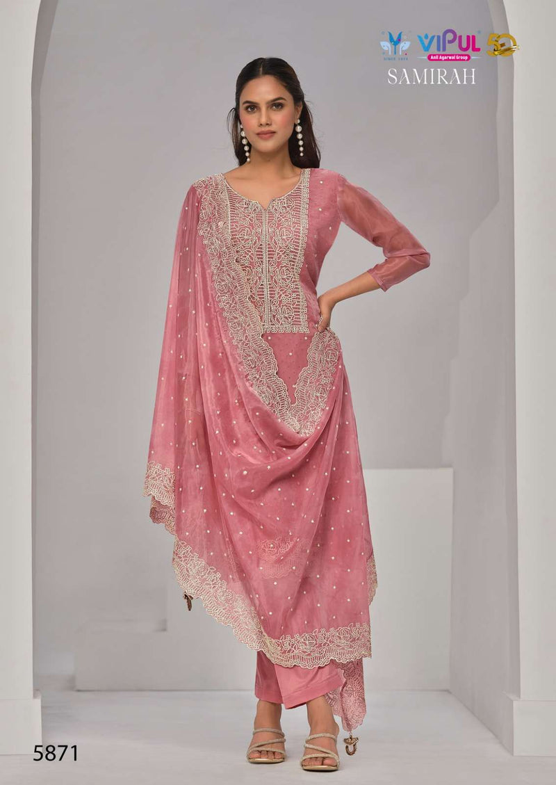 Vipul Fashion Samirah Organza With Embroidery And Heavy Swarovski Work Salwar Kameez