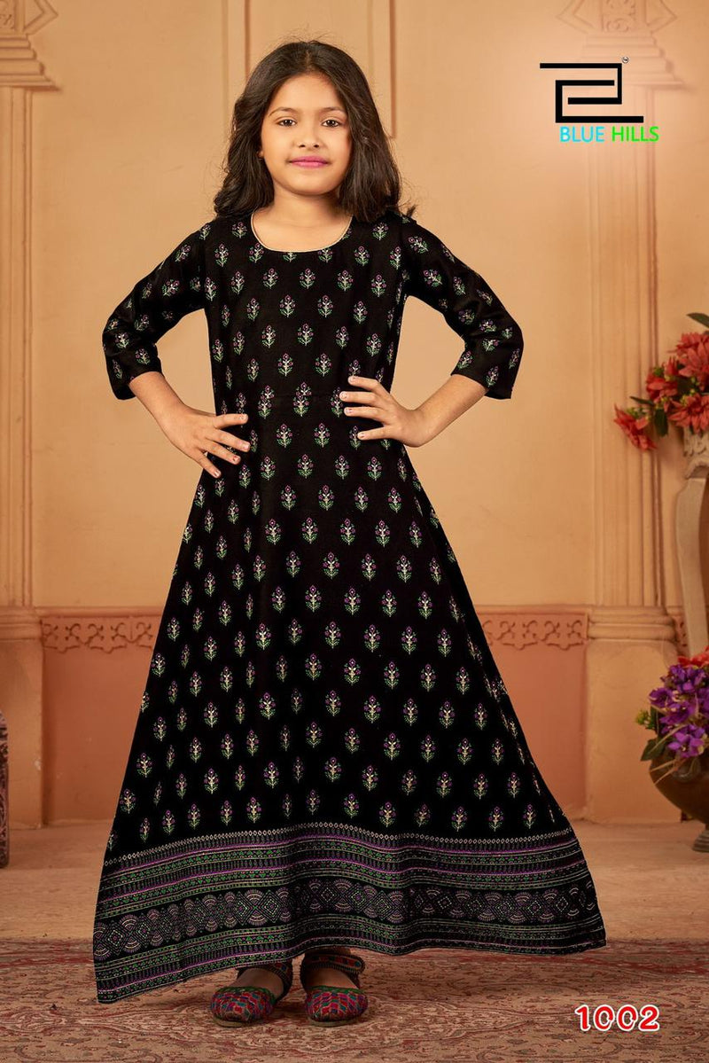 Blue Hills Walkway For Girls Vol 45 Rayon Fancy Printed Kids Gown