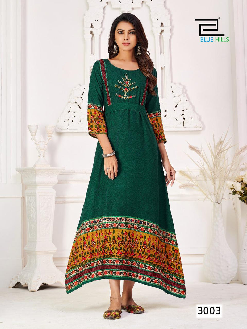 Blue Hills Walkway Touch Vol 3 Rayon Printed Fancy Gown