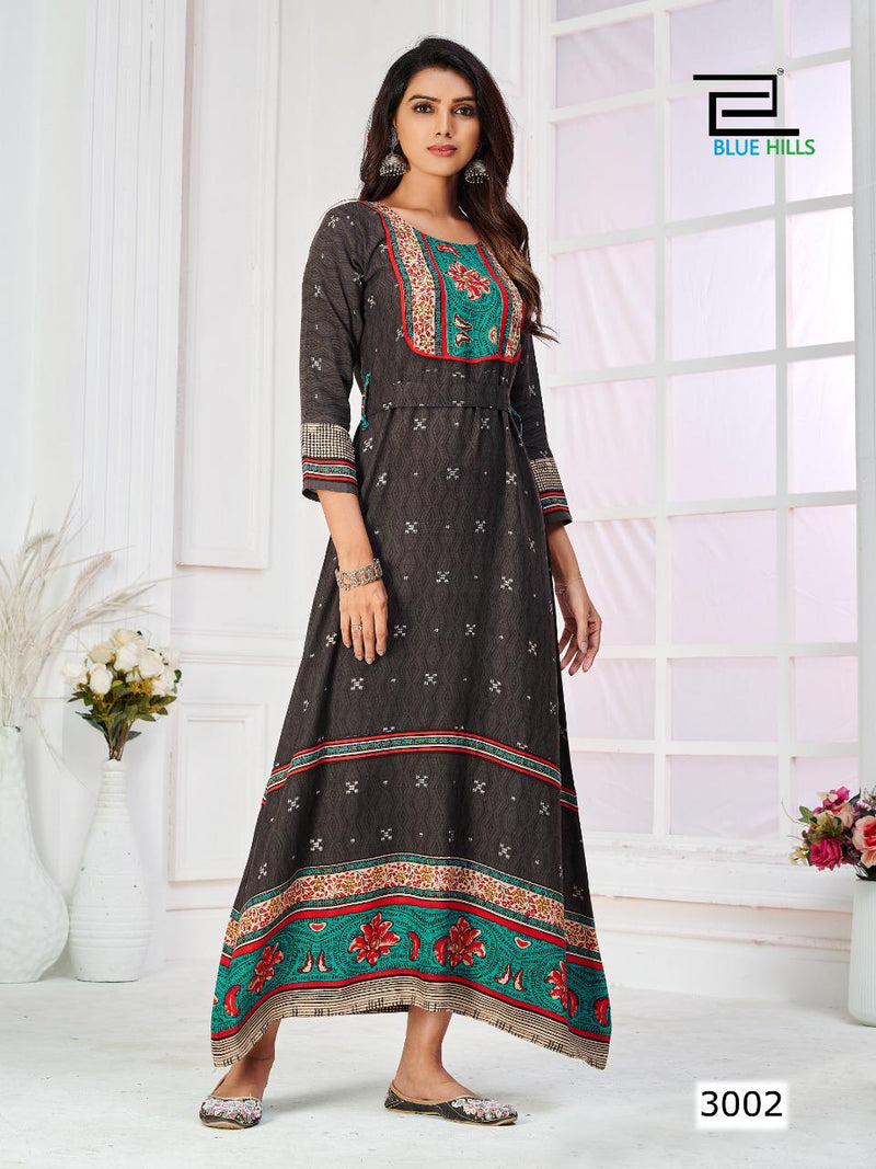 Blue Hills Walkway Touch Vol 3 Rayon Printed Fancy Gown