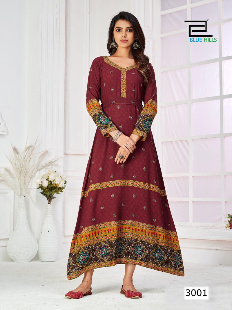 Blue Hills Walkway Touch Vol 3 Rayon Printed Fancy Gown
