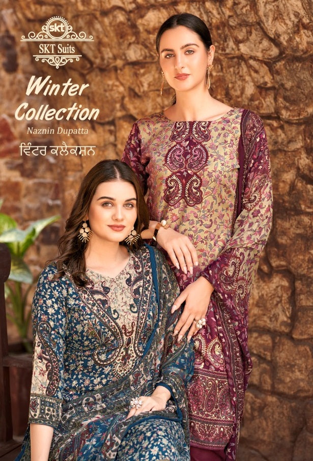 Skt Suits Winter Collection Pashmina Digital Printed Salwar Suit Collection