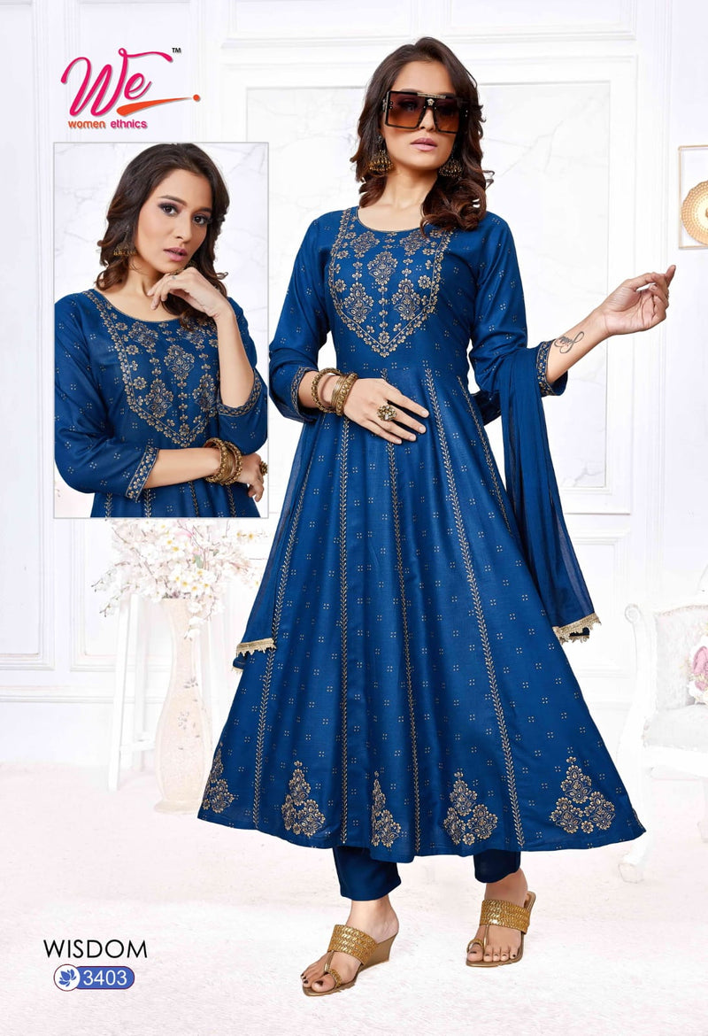 We Women Ethnics Wisdom Rayon Fancy Anarkali Kurti With Pant