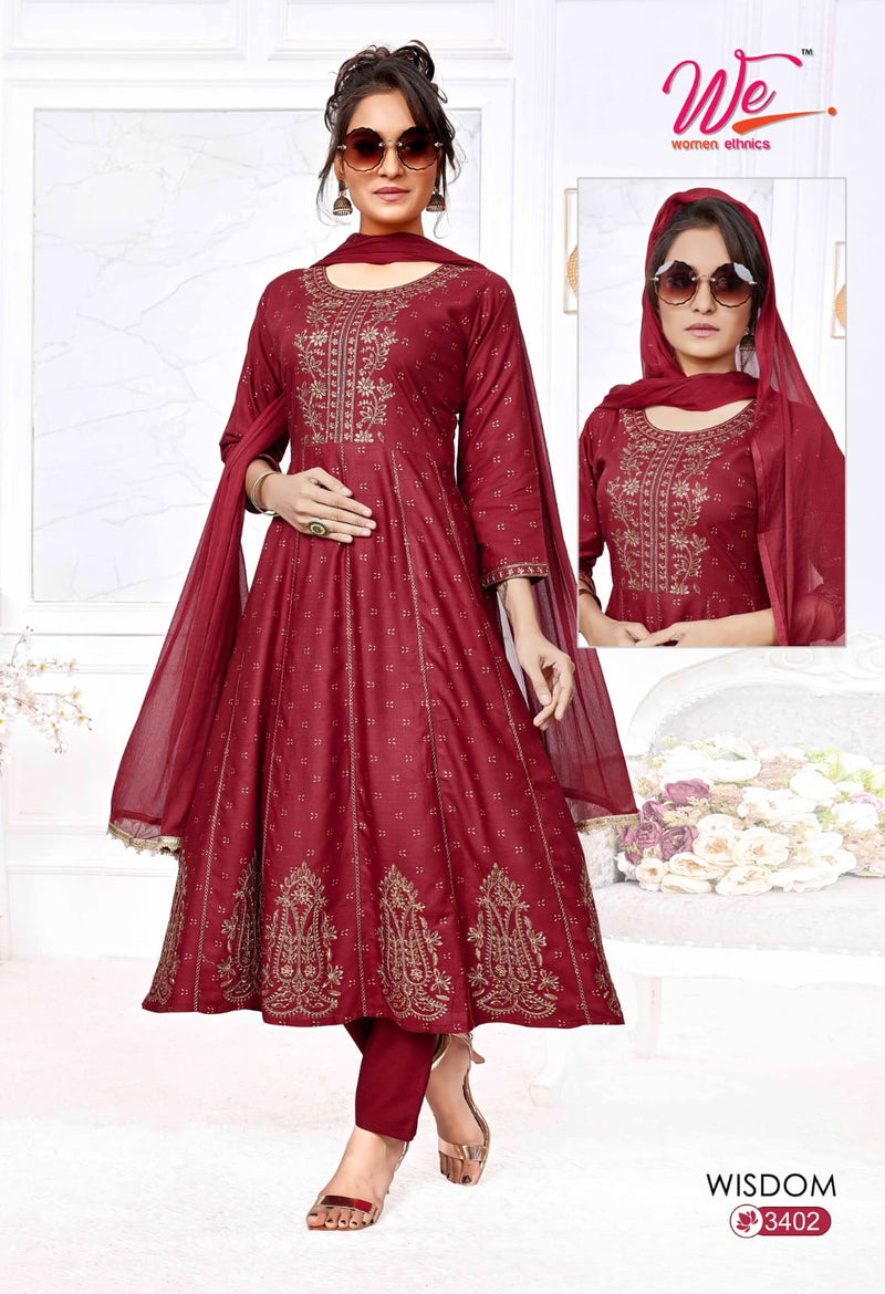We Women Ethnics Wisdom Rayon Fancy Anarkali Kurti With Pant