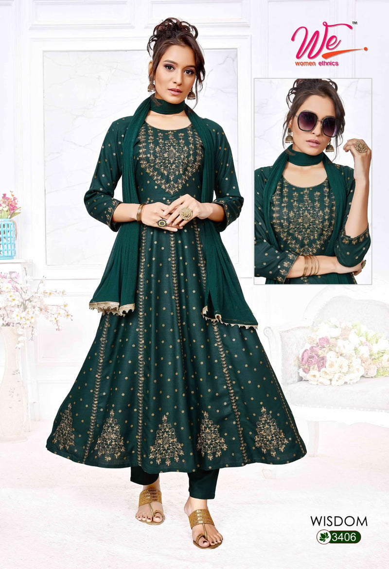 We Women Ethnics Wisdom Rayon Fancy Anarkali Kurti With Pant