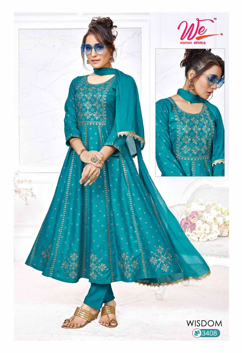 We Women Ethnics Wisdom Rayon Fancy Anarkali Kurti With Pant