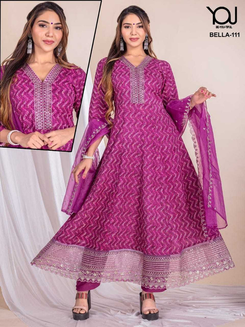 Wanna Kurti Bella Fancy Designer Self Embroidery Dress