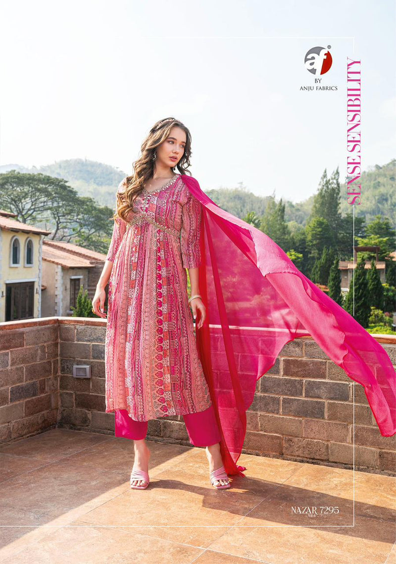 Anju Fashion Nazar Vol 4 Pure Chinon With Handwork Casual Wear Kurti