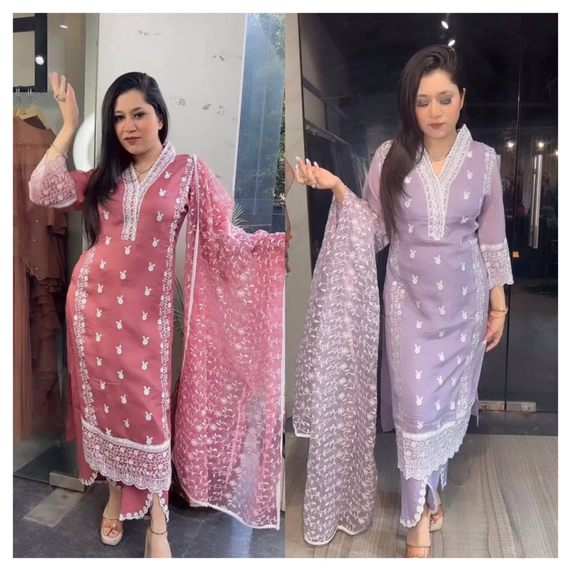 Pd D No 1032 Organza Silk With Embroidery Work Designer Kurti Collection
