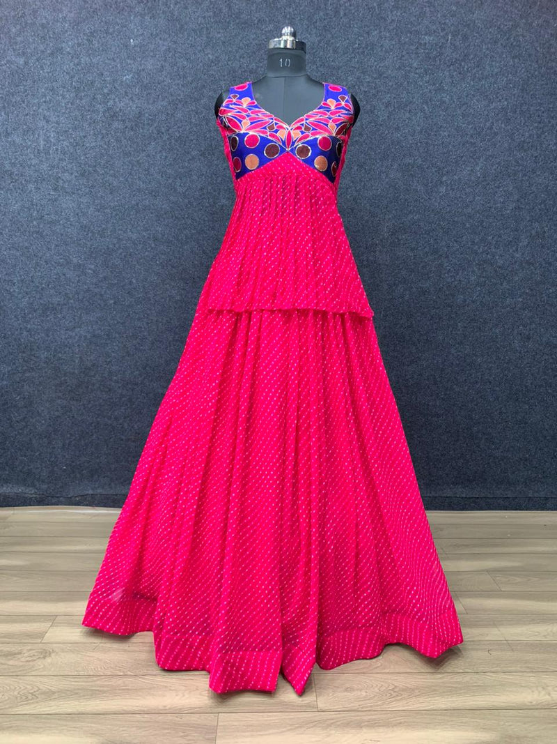 Pc D No 245 Georgette With Embroidered Fancy Designer Gown Style Kurti