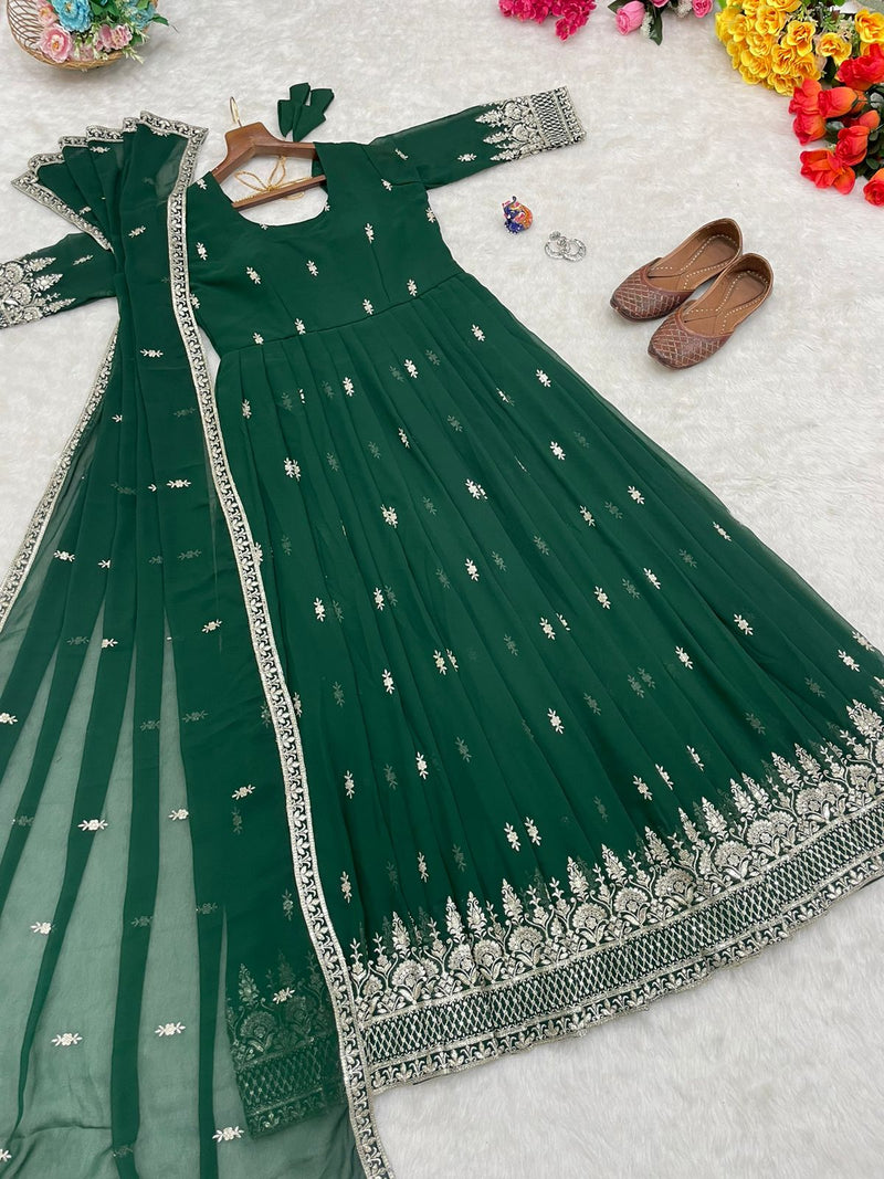 MBL D No 305 Fox Georgette With Embroidery Readymade Gown With Dupatta
