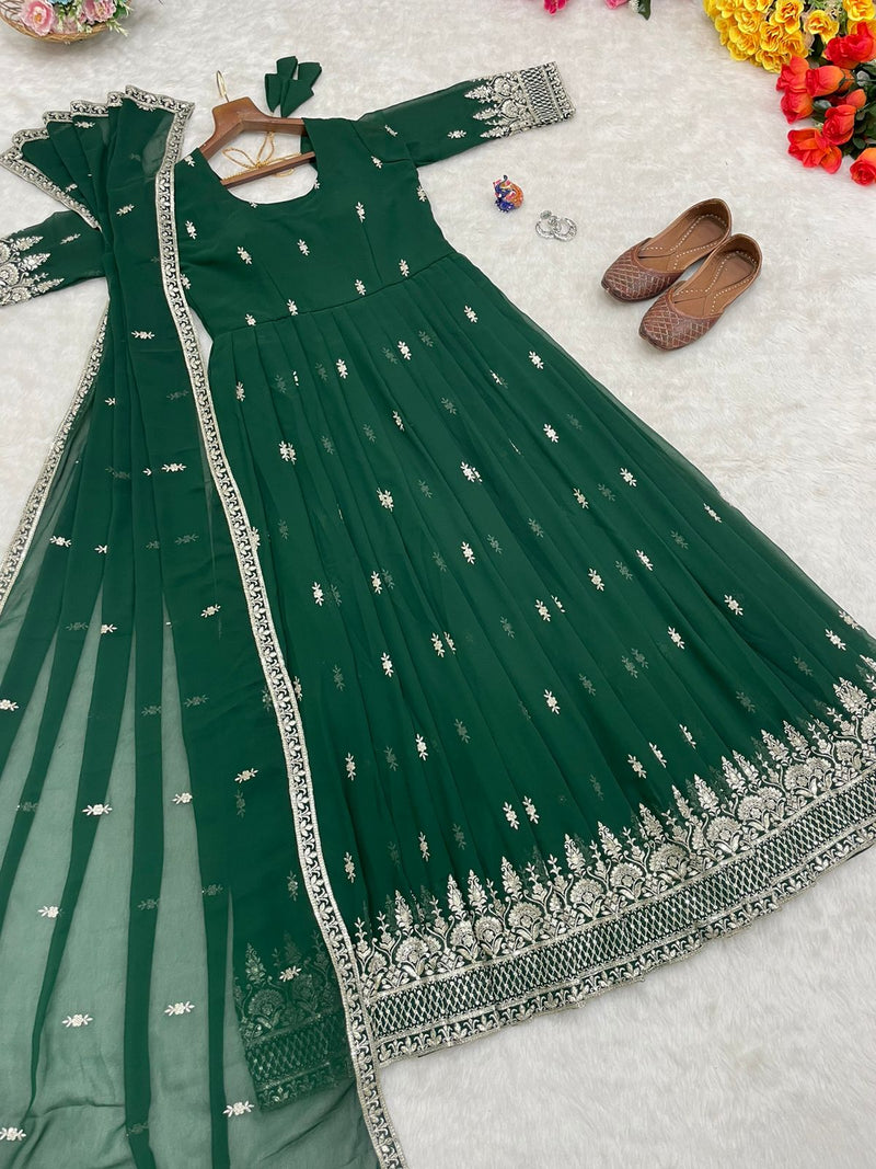 MBL D No 305 Fox Georgette With Embroidery Readymade Gown With Dupatta