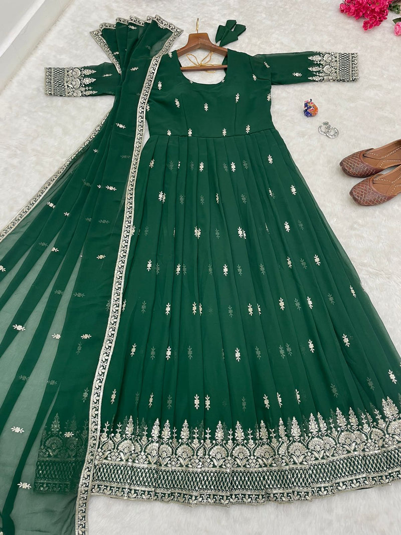 MBL D No 305 Fox Georgette With Embroidery Readymade Gown With Dupatta