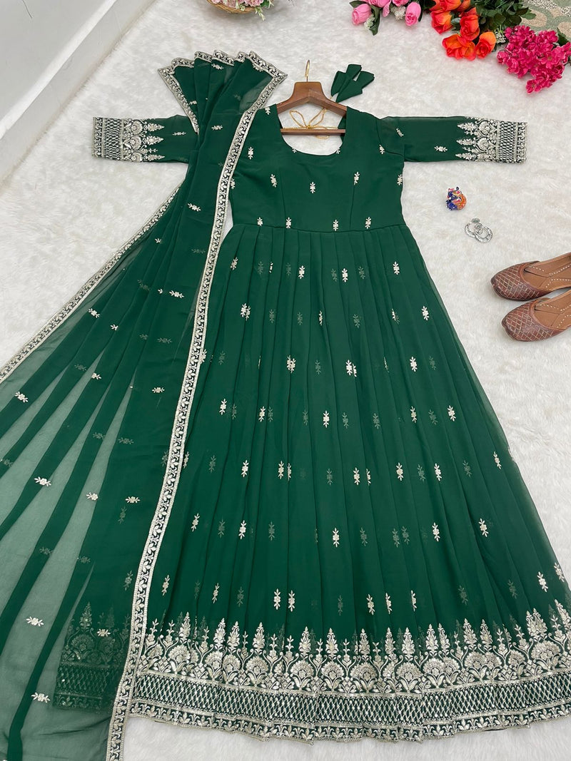 MBL D No 305 Fox Georgette With Embroidery Readymade Gown With Dupatta