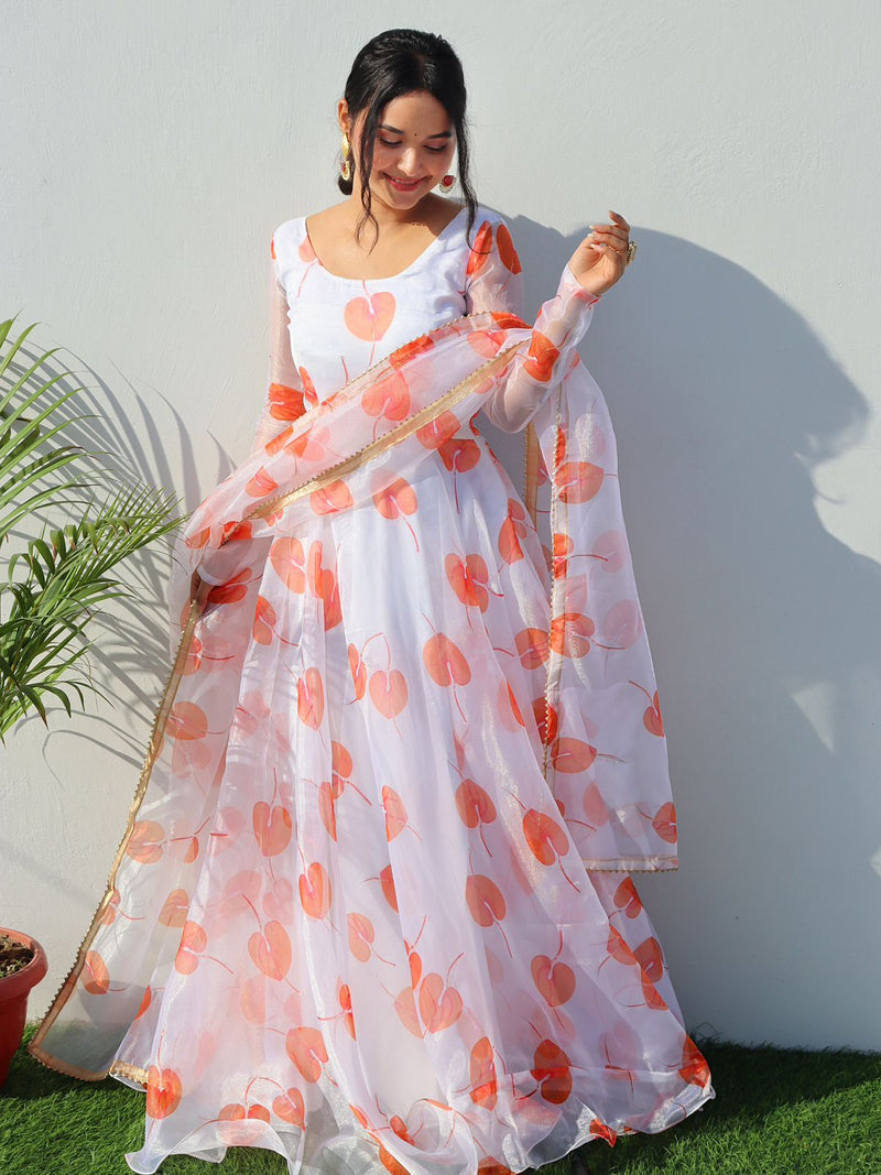 Mbl D No 256 Organza Silk Digital Print And Handwork Gown Collection