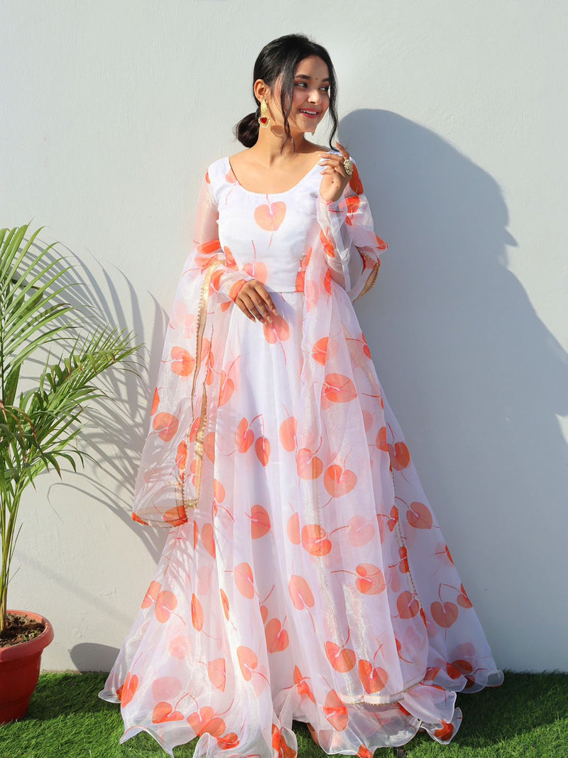 Mbl D No 256 Organza Silk Digital Print And Handwork Gown Collection
