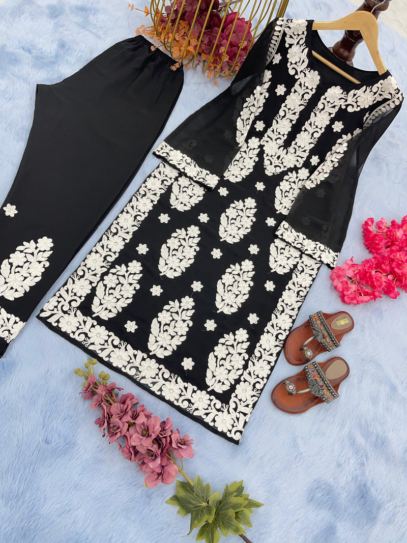 Ad D No 121 Fox Georgette With Heavy Embroidery Work Designer Kurtis