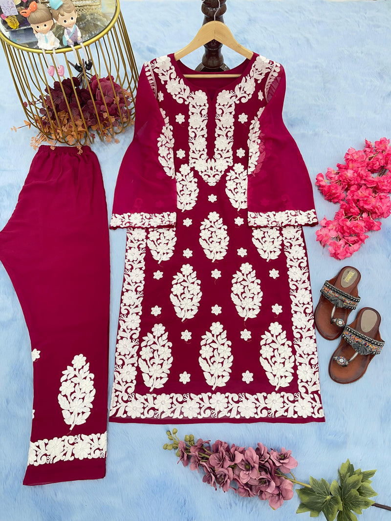 Ad D No 121 Fox Georgette With Heavy Embroidery Work Designer Kurtis