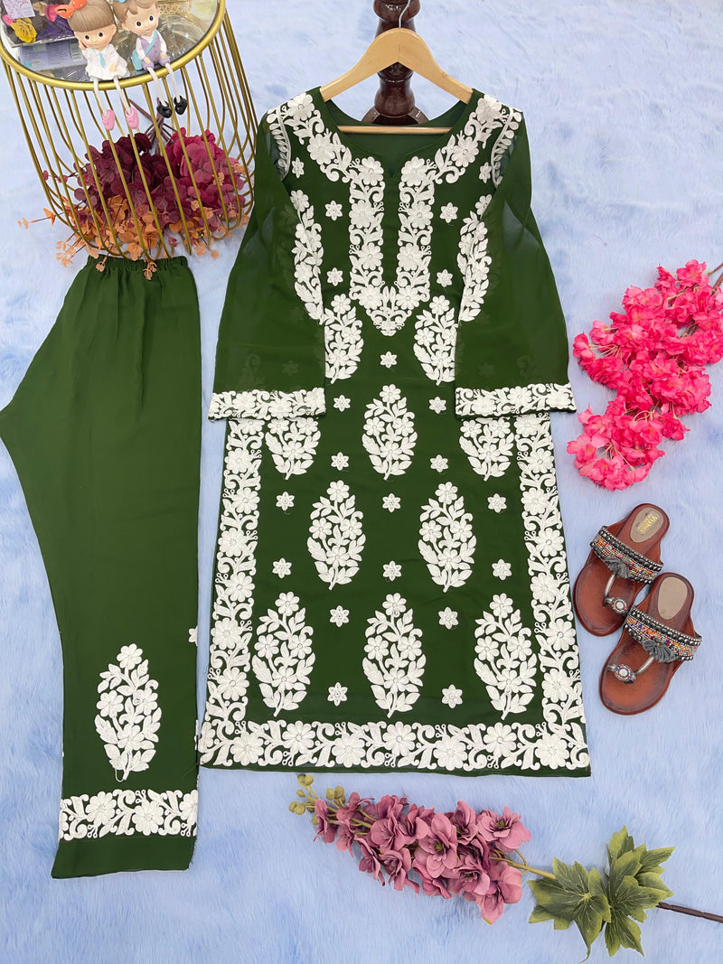 Ad D No 121 Fox Georgette With Heavy Embroidery Work Designer Kurtis