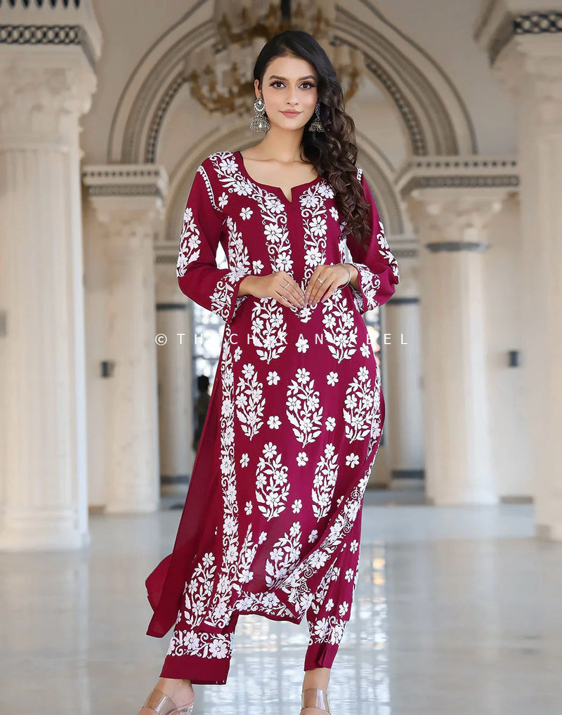 Ad D No 121 Fox Georgette With Heavy Embroidery Work Designer Kurtis