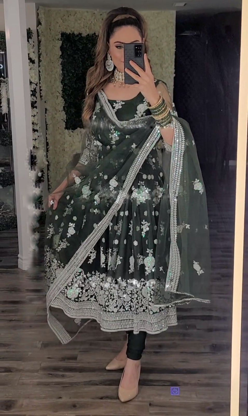 Srk D No 5095 Fox Georgette With Heavy Embroidery Work Fancy Kurti Collection