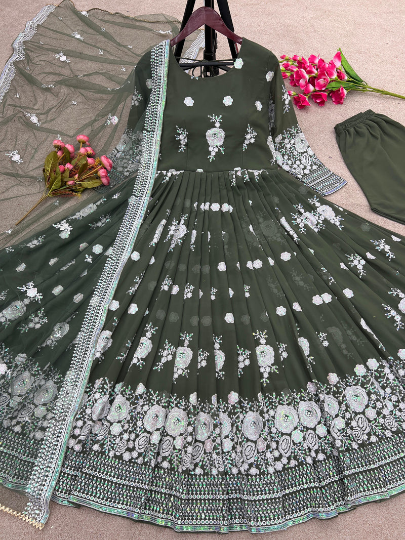 Srk D No 5095 Fox Georgette With Heavy Embroidery Work Fancy Kurti Collection