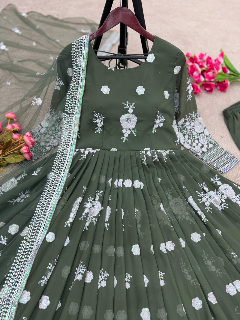 Srk D No 5095 Fox Georgette With Heavy Embroidery Work Fancy Kurti Collection